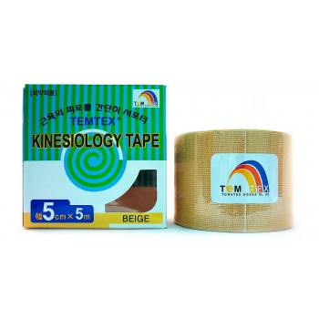 Temtex® kinesiotape color beige, vendaje neuromuscular adhesivo kinesiotaping tratamiento para dolor muscular 5X5 cm.